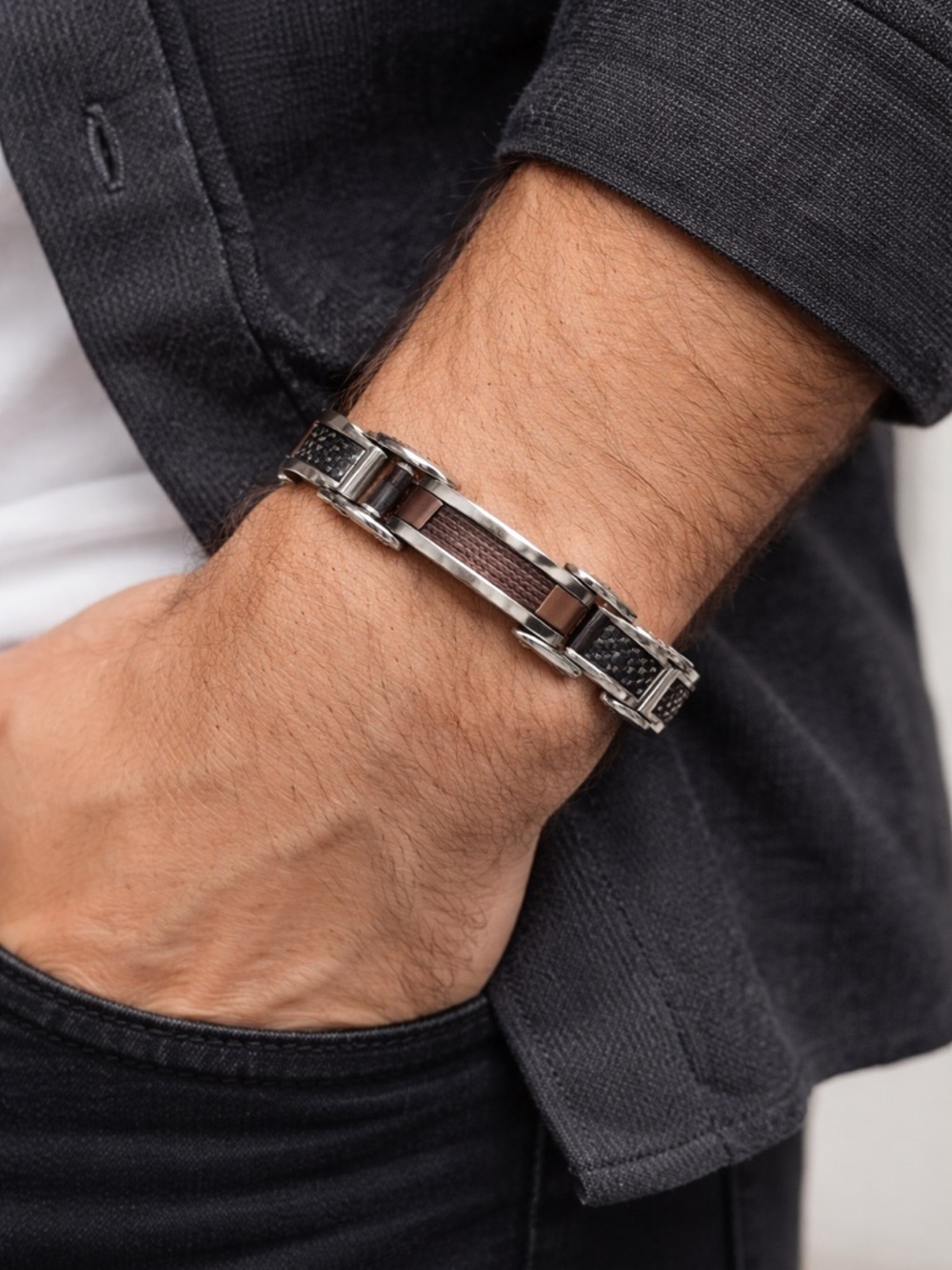 NIB Men’s Stainless Steel 2 Tone Bracelet